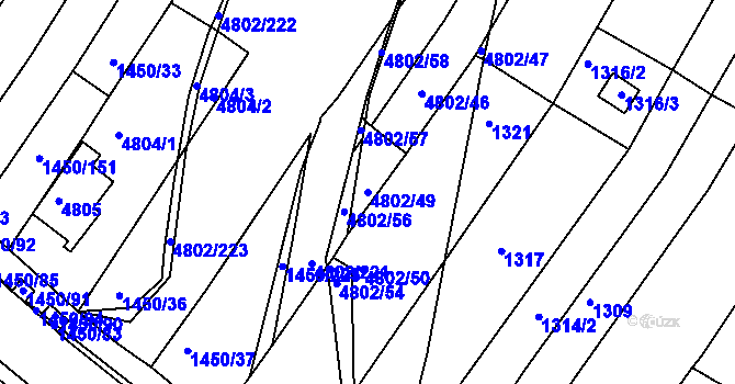 Parcela st. 4802/49 v KÚ Komín, Katastrální mapa