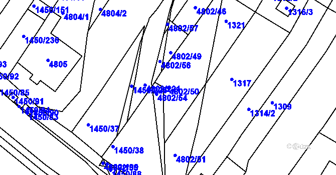 Parcela st. 4802/50 v KÚ Komín, Katastrální mapa