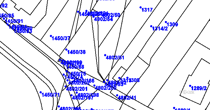 Parcela st. 4802/51 v KÚ Komín, Katastrální mapa