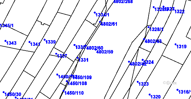 Parcela st. 4802/59 v KÚ Komín, Katastrální mapa