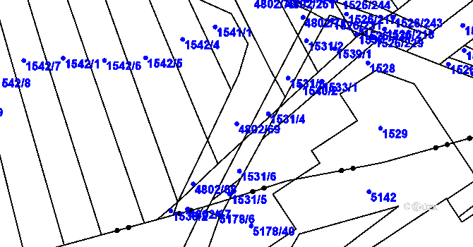 Parcela st. 4802/69 v KÚ Komín, Katastrální mapa