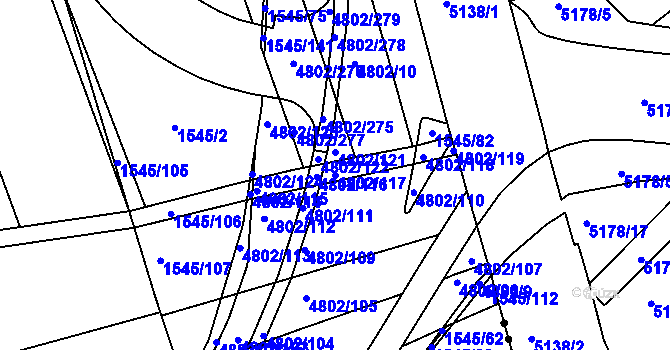 Parcela st. 4802/117 v KÚ Komín, Katastrální mapa