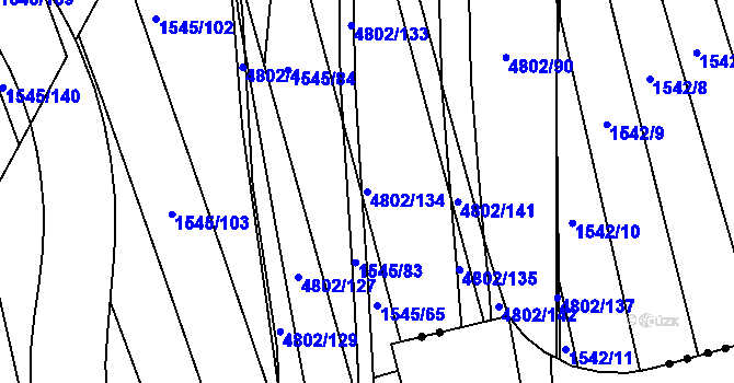 Parcela st. 4802/134 v KÚ Komín, Katastrální mapa