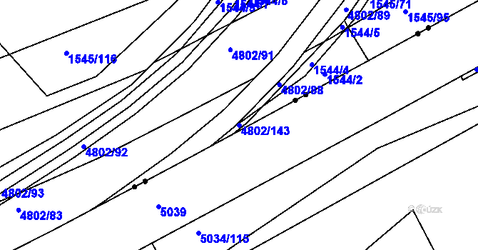 Parcela st. 4802/143 v KÚ Komín, Katastrální mapa