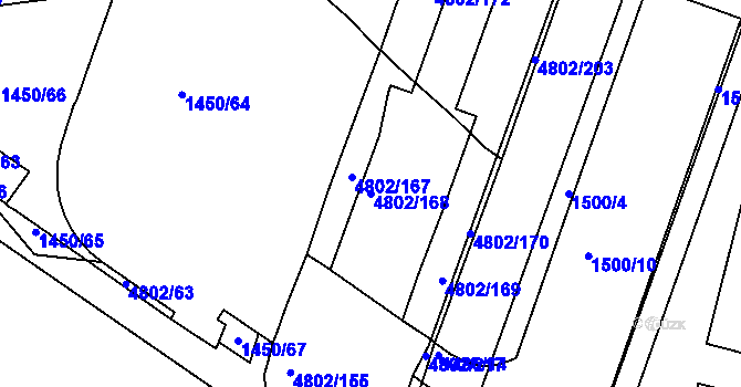 Parcela st. 4802/168 v KÚ Komín, Katastrální mapa