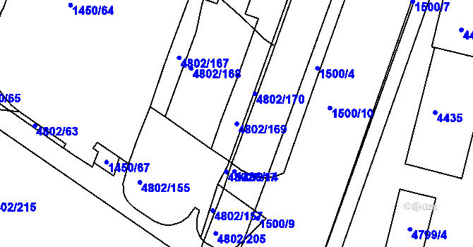 Parcela st. 4802/169 v KÚ Komín, Katastrální mapa