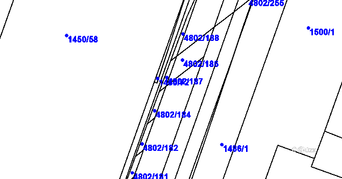Parcela st. 4802/185 v KÚ Komín, Katastrální mapa