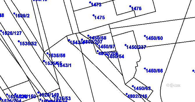 Parcela st. 4802/206 v KÚ Komín, Katastrální mapa