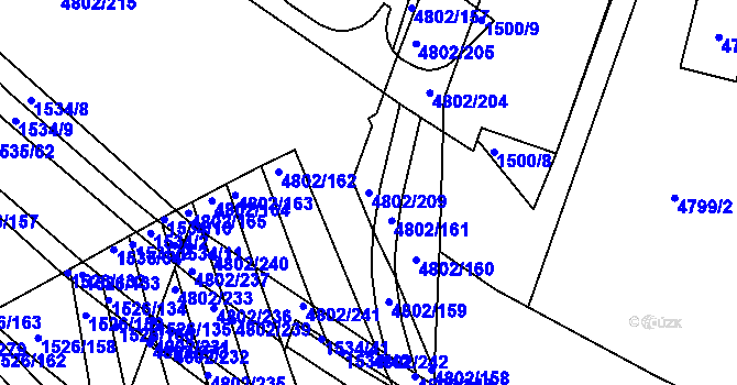Parcela st. 4802/209 v KÚ Komín, Katastrální mapa