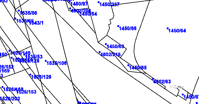 Parcela st. 4802/216 v KÚ Komín, Katastrální mapa