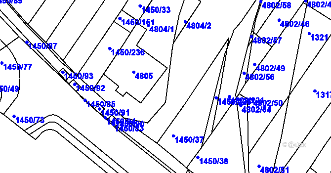 Parcela st. 4802/223 v KÚ Komín, Katastrální mapa