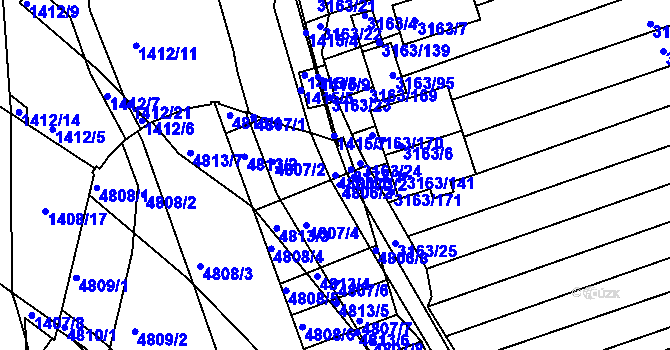 Parcela st. 4806/1 v KÚ Komín, Katastrální mapa
