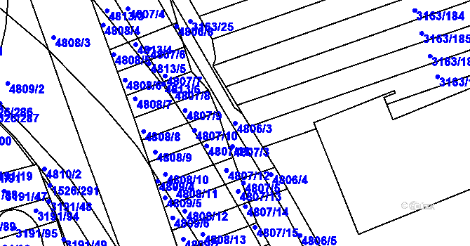 Parcela st. 4806/3 v KÚ Komín, Katastrální mapa