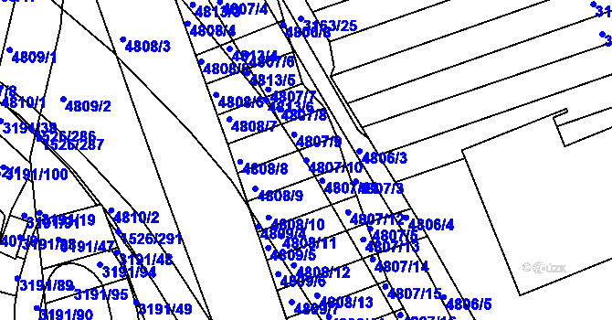Parcela st. 4807/10 v KÚ Komín, Katastrální mapa