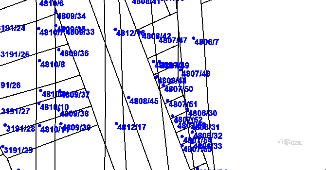Parcela st. 4807/50 v KÚ Komín, Katastrální mapa