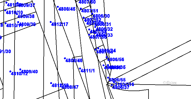 Parcela st. 4807/56 v KÚ Komín, Katastrální mapa