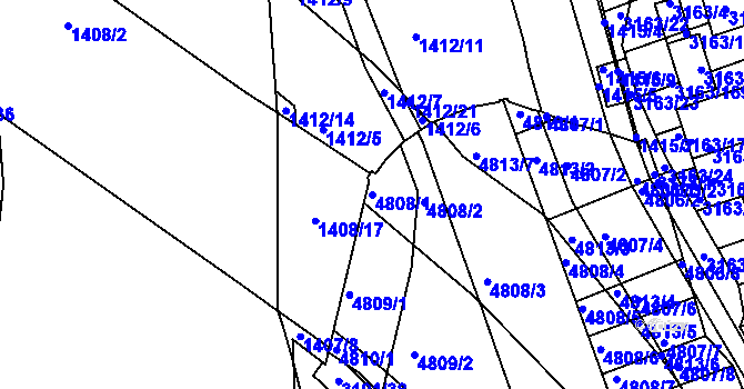 Parcela st. 4808/1 v KÚ Komín, Katastrální mapa