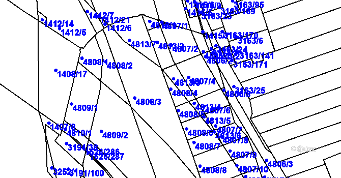 Parcela st. 4808/4 v KÚ Komín, Katastrální mapa