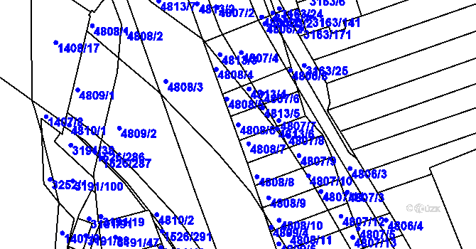 Parcela st. 4808/6 v KÚ Komín, Katastrální mapa