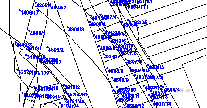 Parcela st. 4808/7 v KÚ Komín, Katastrální mapa