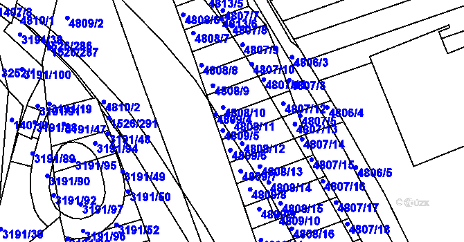 Parcela st. 4808/11 v KÚ Komín, Katastrální mapa