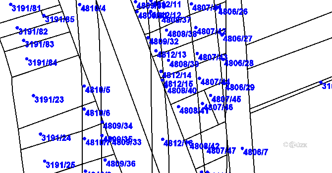 Parcela st. 4808/40 v KÚ Komín, Katastrální mapa