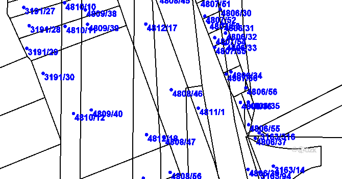 Parcela st. 4808/46 v KÚ Komín, Katastrální mapa