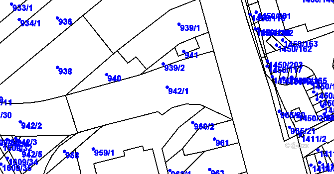 Parcela st. 942/1 v KÚ Komín, Katastrální mapa