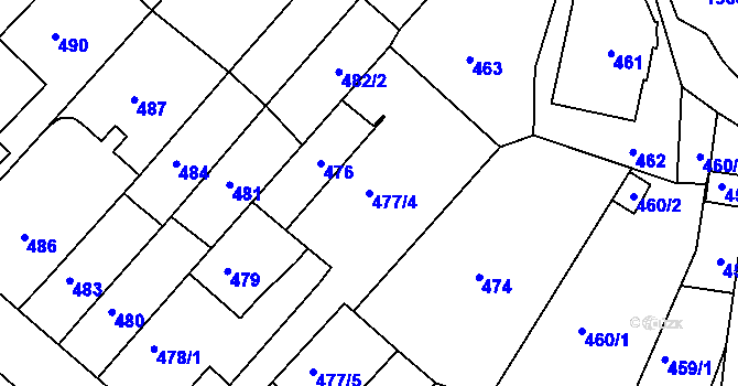 Parcela st. 477/4 v KÚ Komín, Katastrální mapa