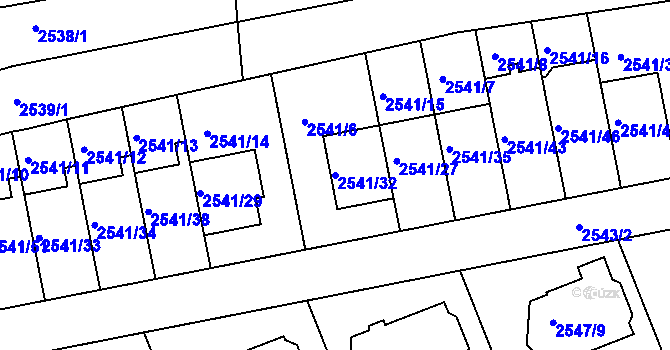 Parcela st. 2541/32 v KÚ Komín, Katastrální mapa
