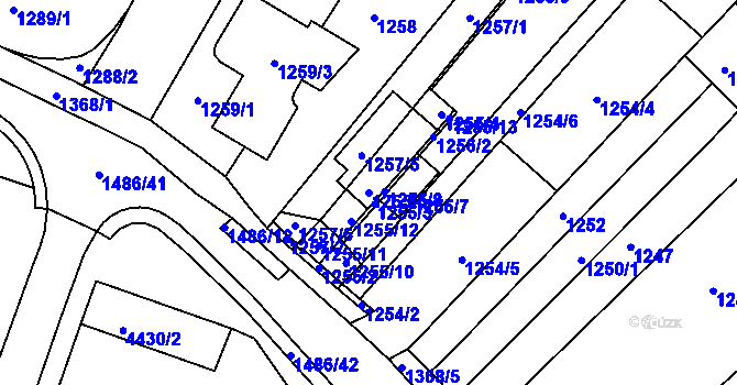Parcela st. 1255/5 v KÚ Komín, Katastrální mapa