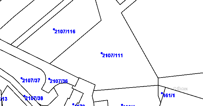 Parcela st. 2107/111 v KÚ Komín, Katastrální mapa