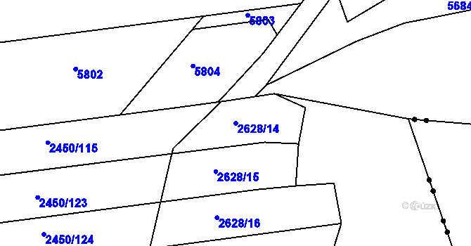 Parcela st. 2628/14 v KÚ Komín, Katastrální mapa
