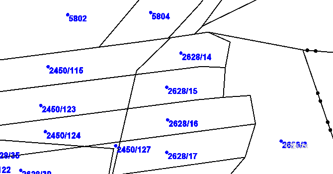 Parcela st. 2628/15 v KÚ Komín, Katastrální mapa