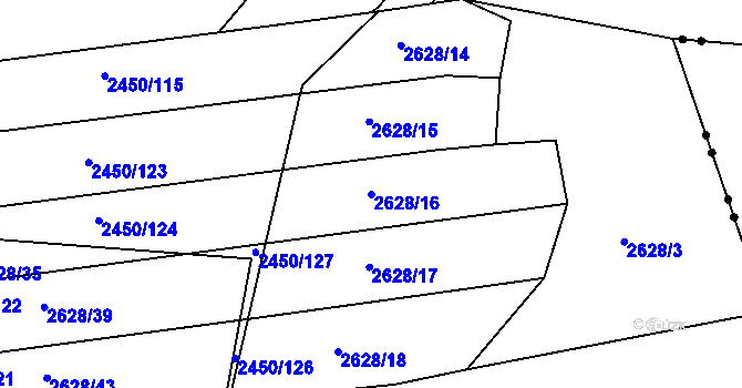 Parcela st. 2628/16 v KÚ Komín, Katastrální mapa