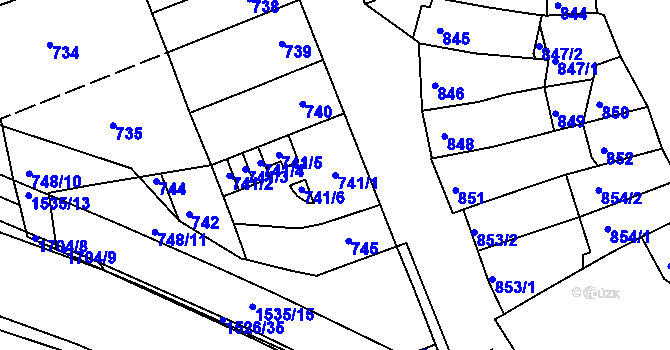 Parcela st. 741/1 v KÚ Komín, Katastrální mapa