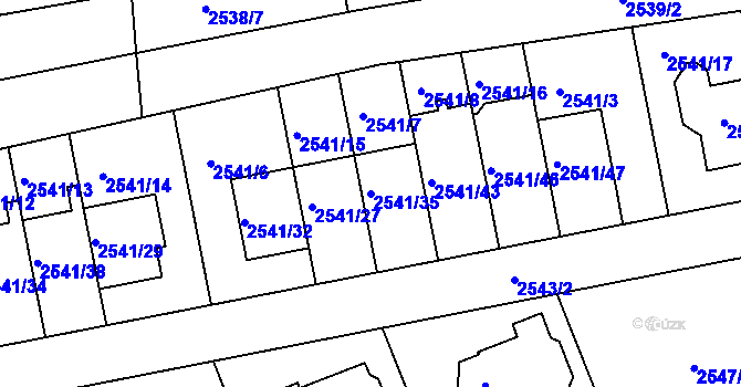 Parcela st. 2541/35 v KÚ Komín, Katastrální mapa