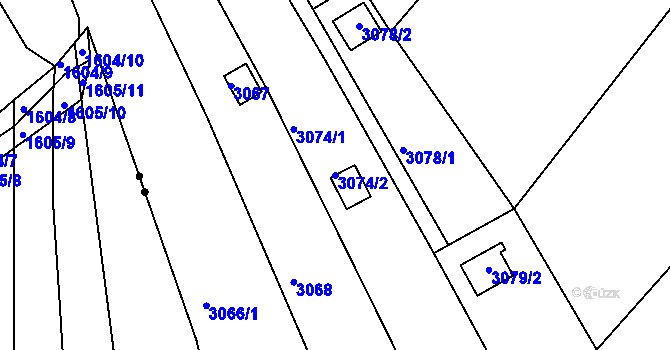 Parcela st. 3074/2 v KÚ Komín, Katastrální mapa