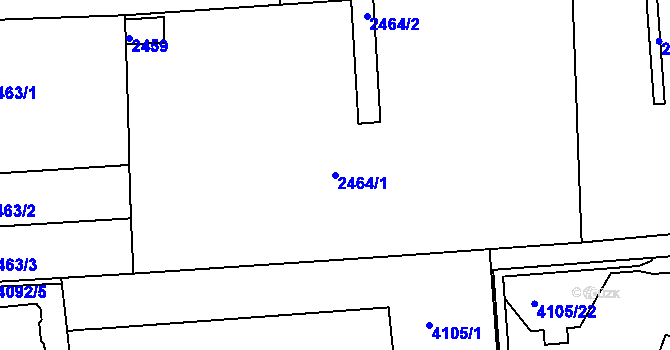 Parcela st. 2464/1 v KÚ Komín, Katastrální mapa