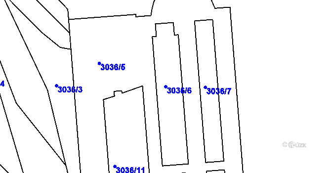 Parcela st. 3036/6 v KÚ Komín, Katastrální mapa