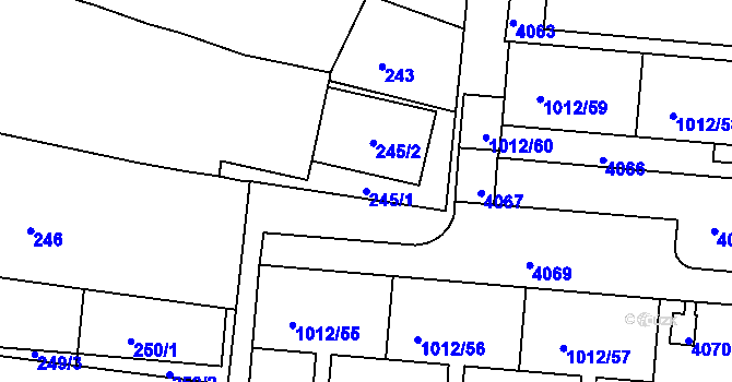 Parcela st. 245/1 v KÚ Komín, Katastrální mapa