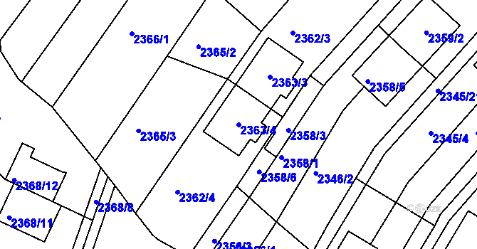 Parcela st. 2363/4 v KÚ Komín, Katastrální mapa