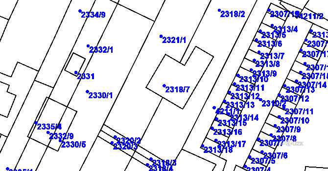 Parcela st. 2318/7 v KÚ Komín, Katastrální mapa