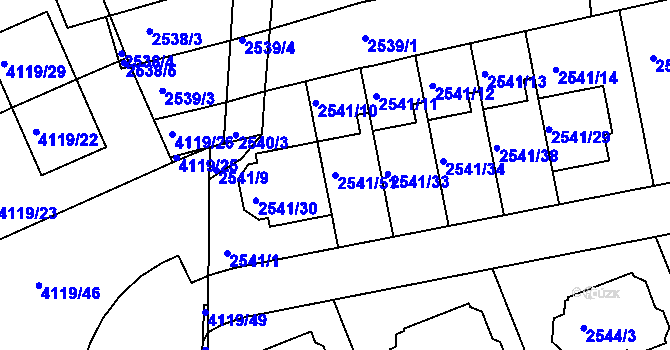 Parcela st. 2541/51 v KÚ Komín, Katastrální mapa