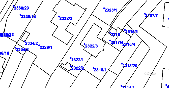 Parcela st. 2322/3 v KÚ Komín, Katastrální mapa