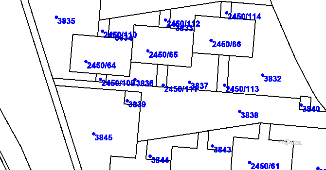 Parcela st. 2450/111 v KÚ Komín, Katastrální mapa
