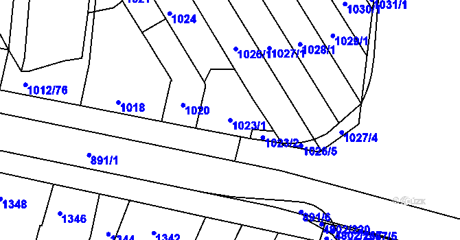 Parcela st. 1023/1 v KÚ Komín, Katastrální mapa