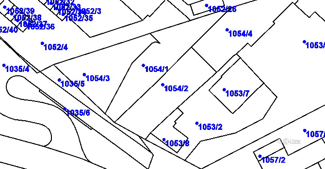Parcela st. 1054/2 v KÚ Komín, Katastrální mapa