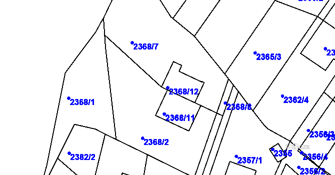 Parcela st. 2368/12 v KÚ Komín, Katastrální mapa