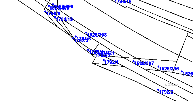Parcela st. 1704/21 v KÚ Komín, Katastrální mapa